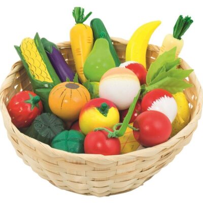 Drewniane owoce i warzywa w koszyku Goki 21szt