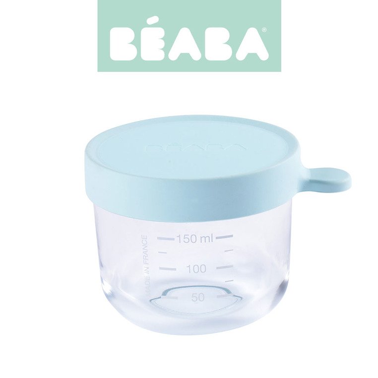 Pojemnik słoiczek szklany z hermetycznym zamknięciem 150 ml light blue | Beaba