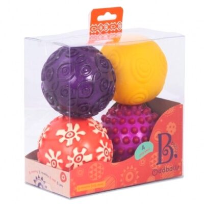 Cztery duże piłki sensoryczne Oddballs | B.Toys