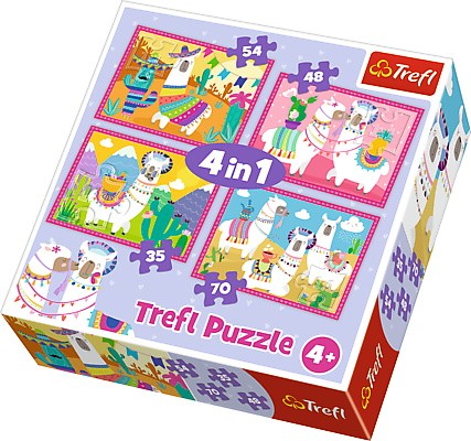Puzzle 4w1 - 35/48/54/70 - Lamy na wakacjach | Trefl