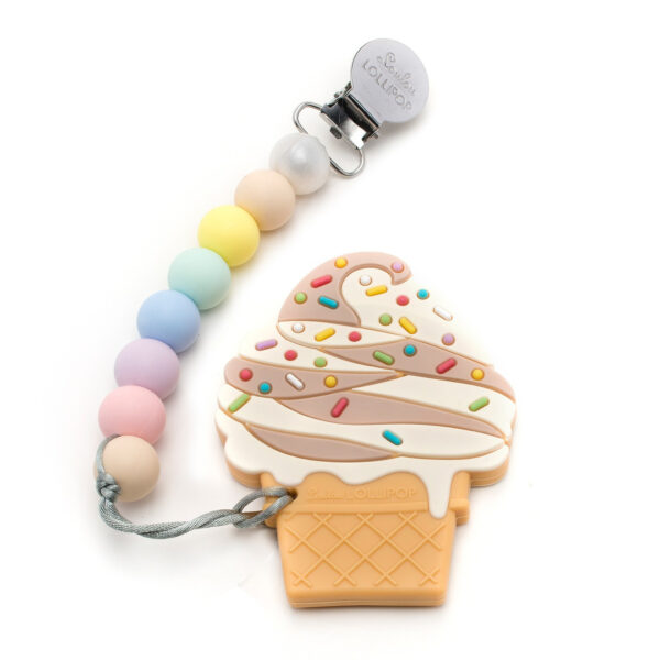 Gryzak silikonowy z zawieszką Ice Cream Choccolate | Loulou Lollipop
