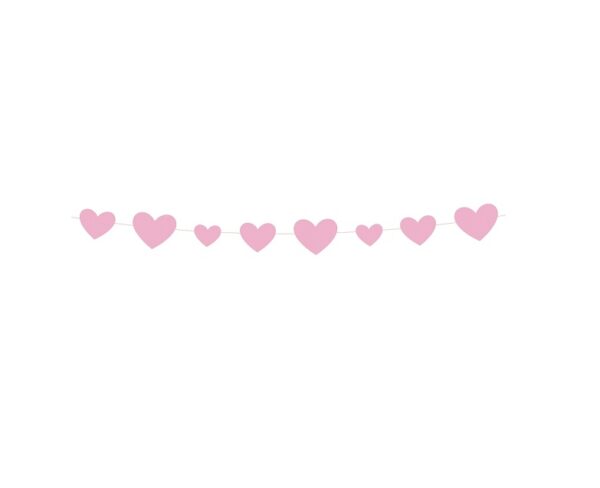 Girlanda Babby Shower, różowe serca 2,74m