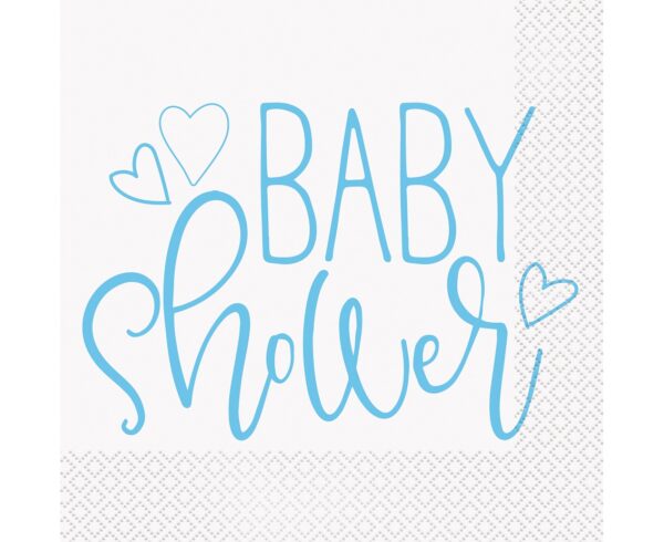 Serwetki papierowe Niebieskie Serce Baby Shower, 33x33 cm, 16 szt.