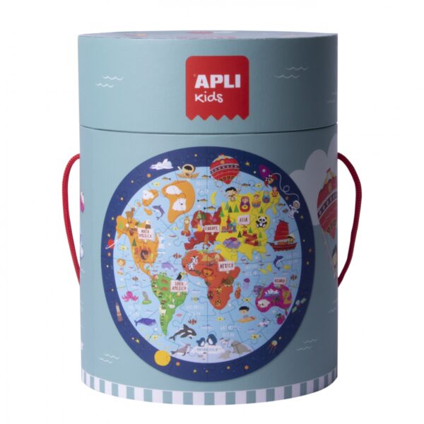 Puzzle okrągłe w tubie Mapa Świata 48el | Apli Kids