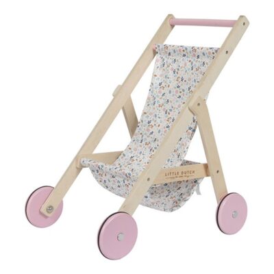 Drewniany wózek dla lalek Spring flowers | Little Dutch