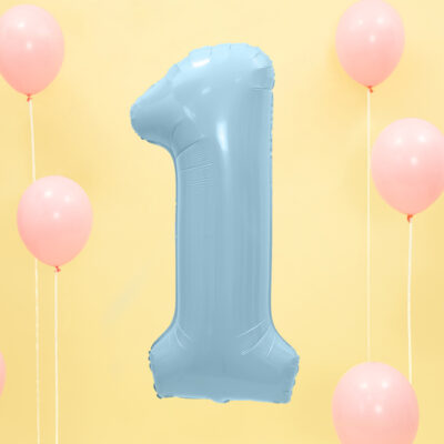 Balon foliowy Cyfra ''1'', 86cm, jasny niebieski