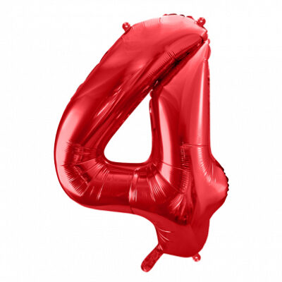 Balon foliowy Cyfra ”4”, 86cm, czerwony