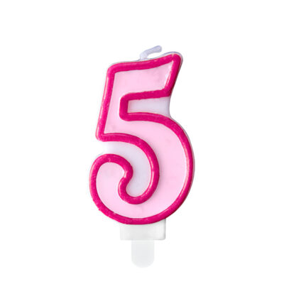 Świeczka urodzinowa Cyferka 5, różowy, 7cm