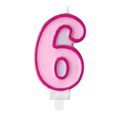Świeczka urodzinowa Cyferka 6, różowy, 7cm