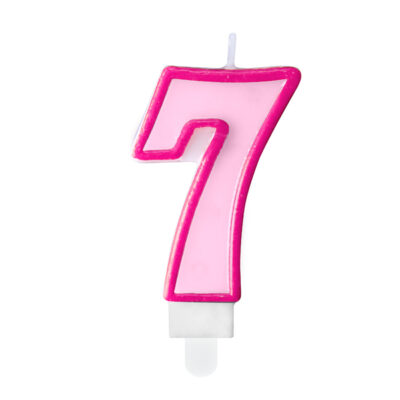 Świeczka urodzinowa Cyferka 7, różowy, 7cm