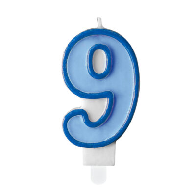 Świeczka urodzinowa Cyferka 9, niebieski, 7cm
