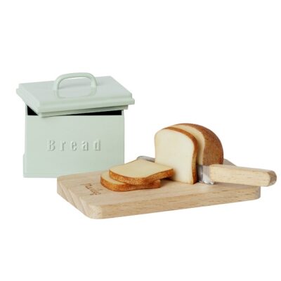 Miniaturowy chlebak - Miniature bread box w. cutting board and knife | Maileg