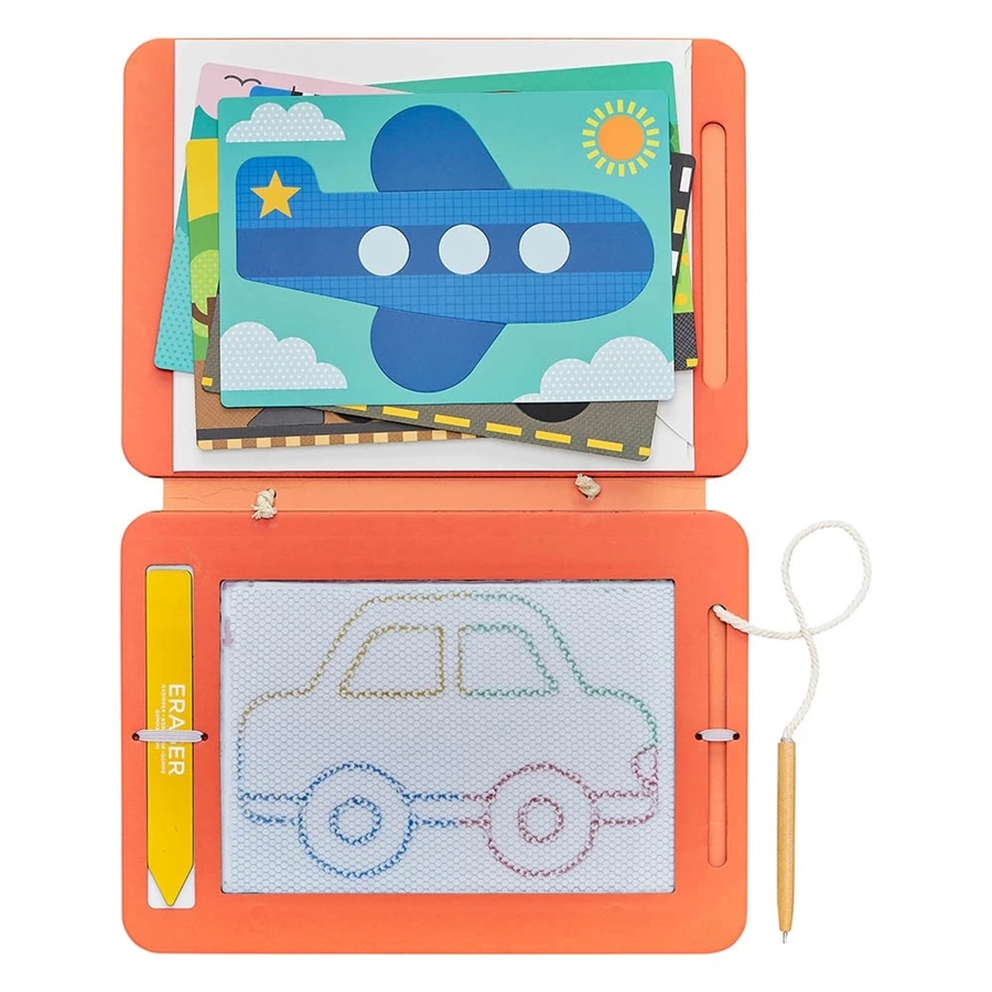 Magnetyczna-tablica-znikopis-dla-dzieci-do-nauki-rysowania-srodkow-transportu-samochod,-samolot-