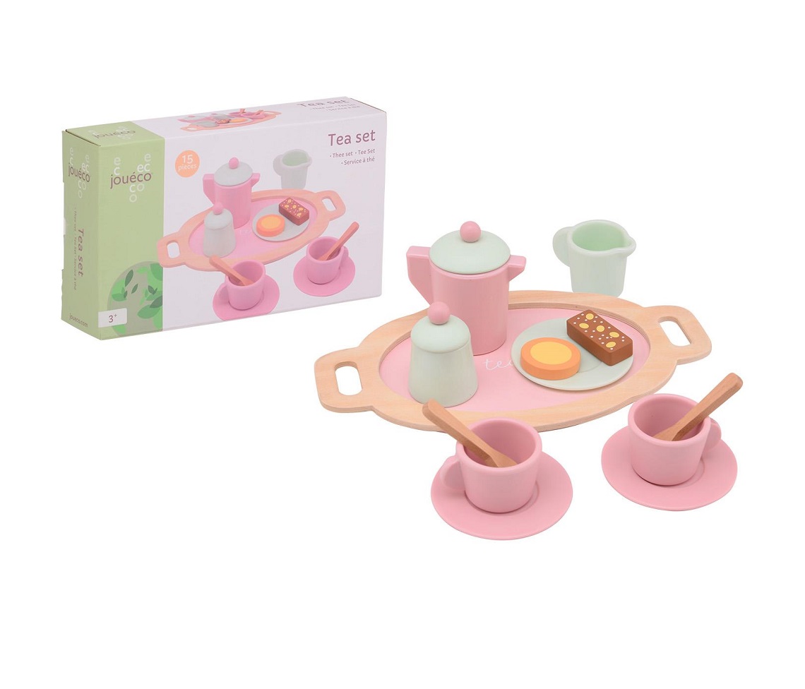 Drewniany zestaw do herbaty Tea set pink | Joueco