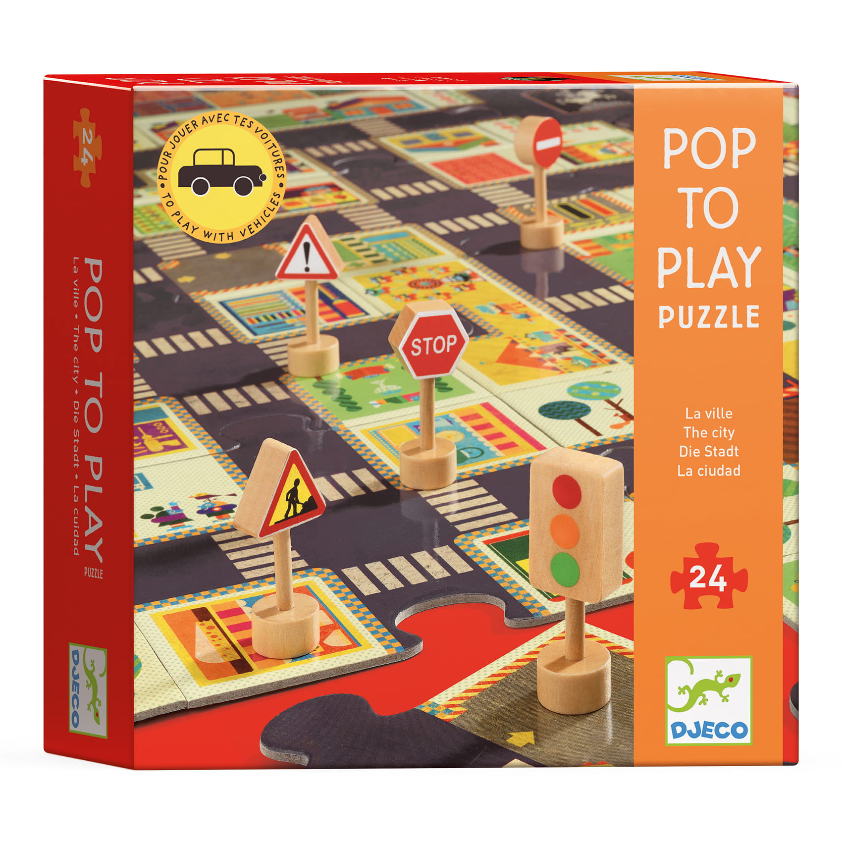 Ulice w mieście ze znakami drogowymi  - puzzle gigant| Djeco