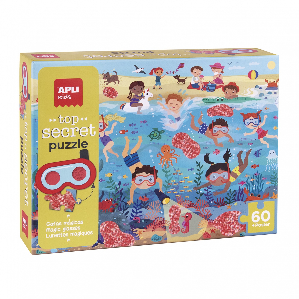 Puzzle z magicznymi okularami Plaża Apli Kids