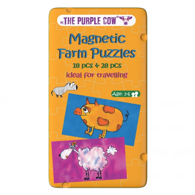 Podróżna gra magnetyczna Puzzle farma  -The Purple Cow