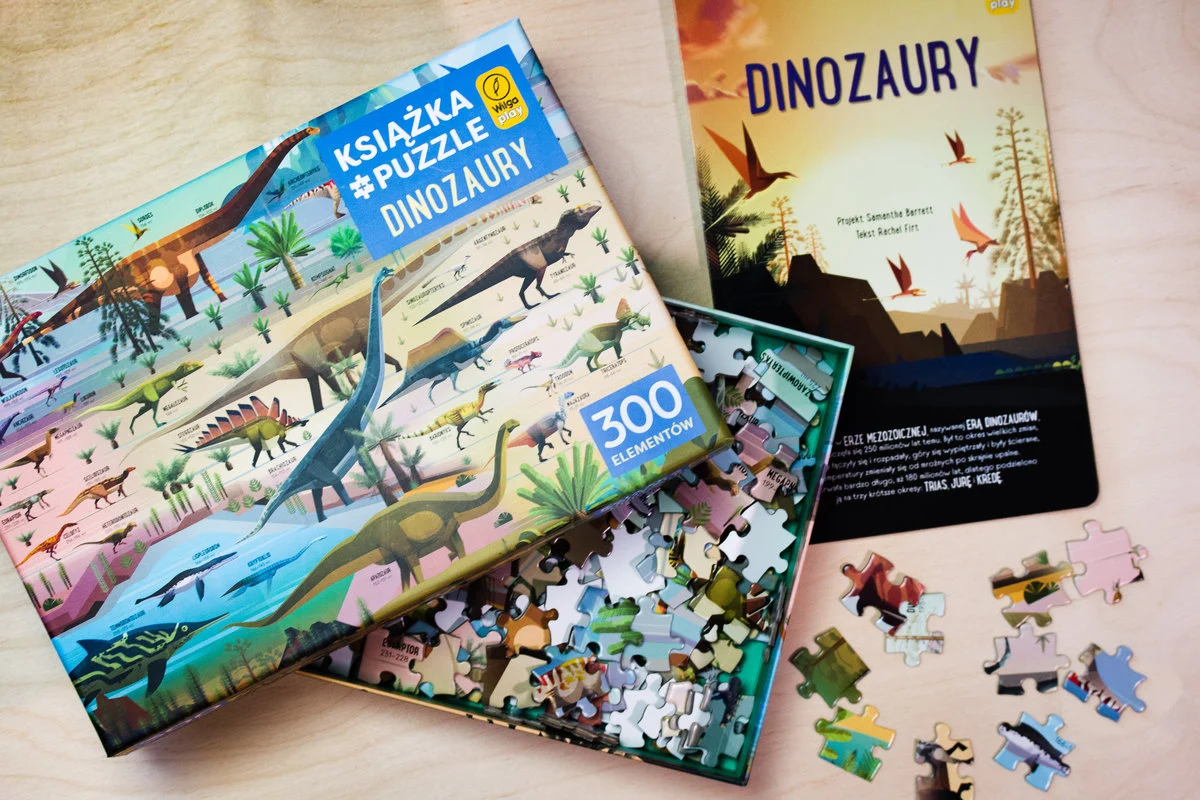 Książka i puzzle 300 el. Dinozaury Wilga Play