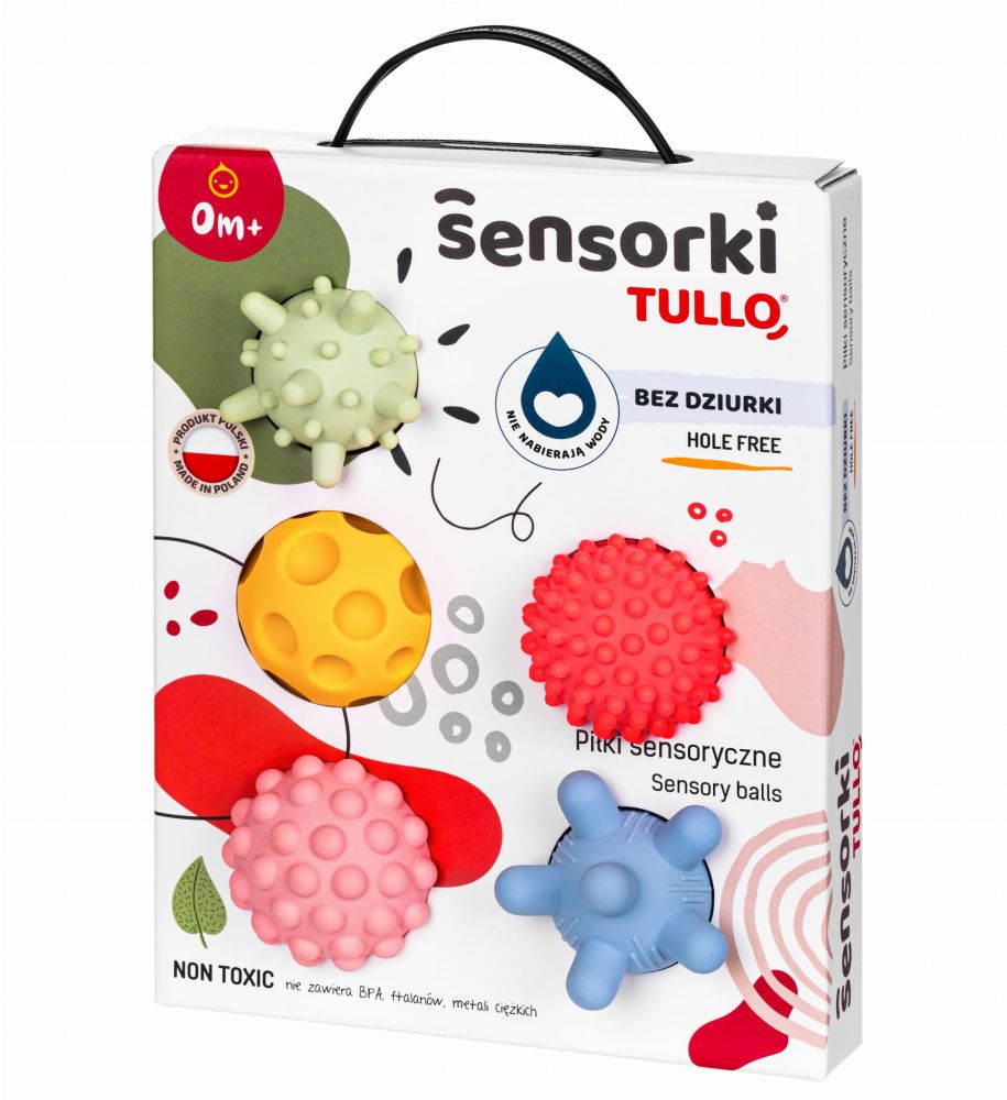 PASTELOWE Piłki Sensorki - 5 piłeczek bez dziurek | Tullo