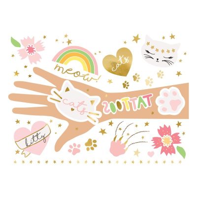 TATUAŻE zmywalne dla dzieci zabawa urodzinowa Kotki 12szt