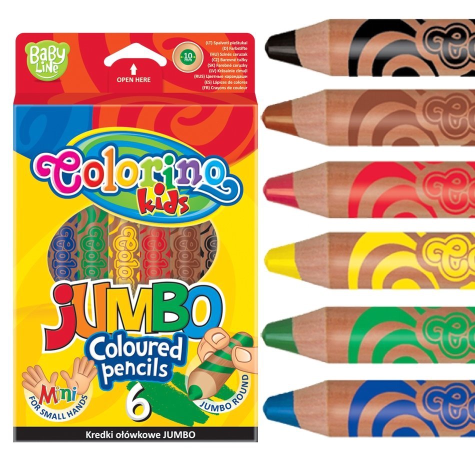 Colorino Kids, Kredki ołówkowe okrągłe Jumbo, 6 kolorów