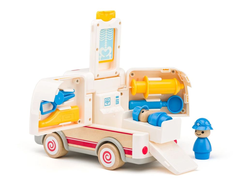 Dźwiękowy Ambulans z noszami i sprzętem ratunkowym | Woody
