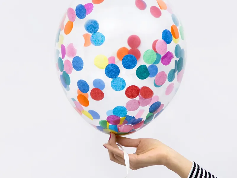 Balony z okrągłym konfetti, 30cm, mix