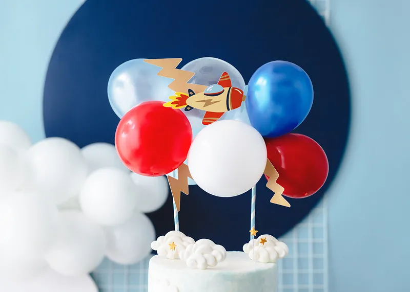 Balonowy topper na tort Samolot, mix, 29 cm