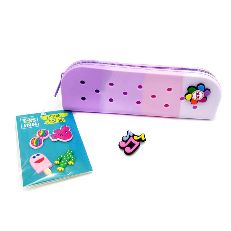 Piórnik silikonowy z wpinkami fioletowy