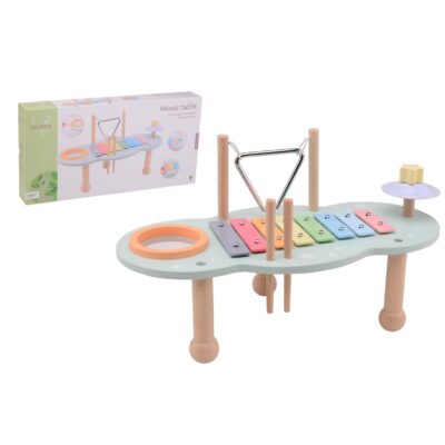 Drewniany muzyczny stolik z instrumentami | Joueco