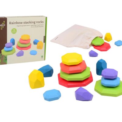 Drewniana tęczowa piramida z kamieni | Joueco