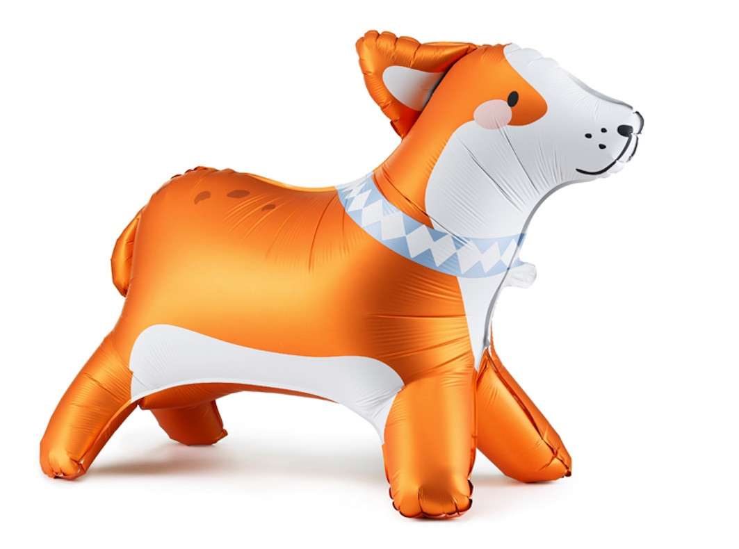 Balon foliowy stojący Corgi - Pieski pomarańczowy, 88 x 70 cm