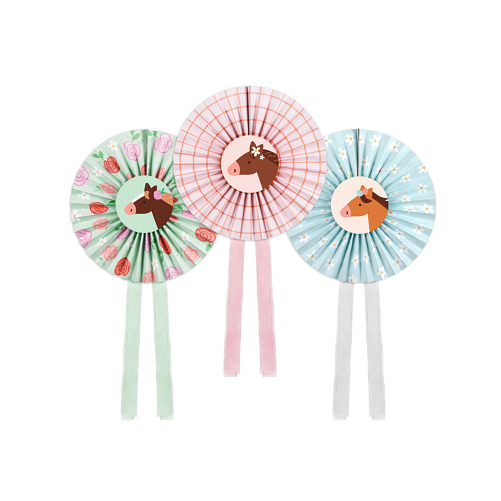 Rozety dekoracyjne Konie - 35 cm, 3 szt.