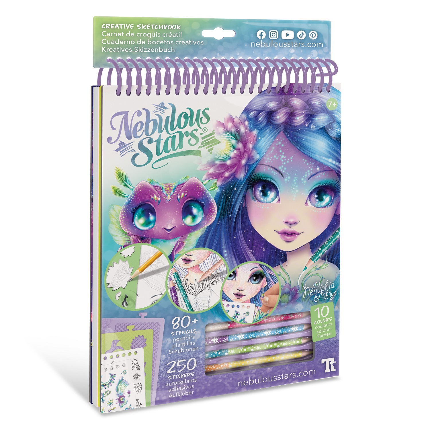 Szkicownik z kredkami, szablonami i naklejkami Nebulous Stars - Nenuphia rozm. M