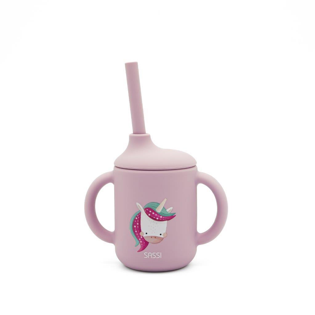 Kubek silikonowy z rurką Jednorożec SASSI