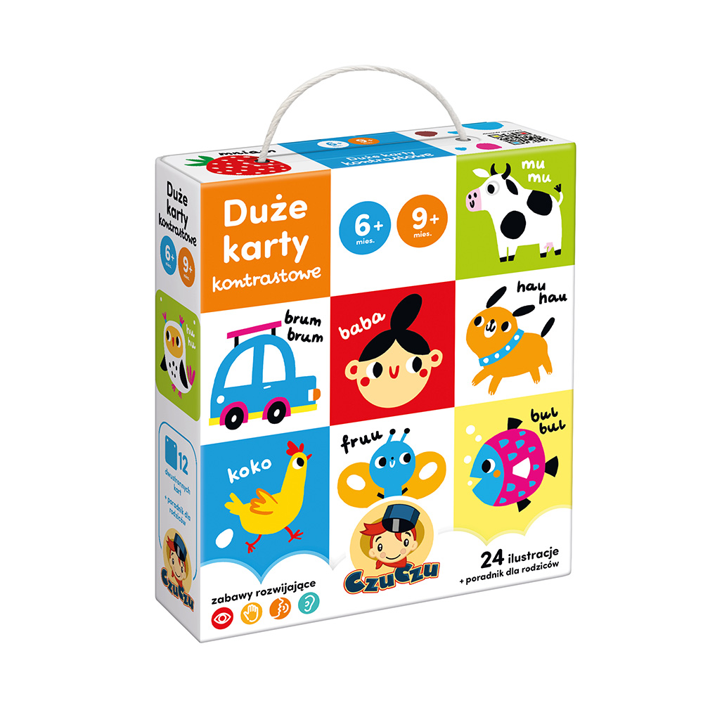Duże karty kontrastowe dla dzieci w wieku 6-9 mies.+  CzuCzu