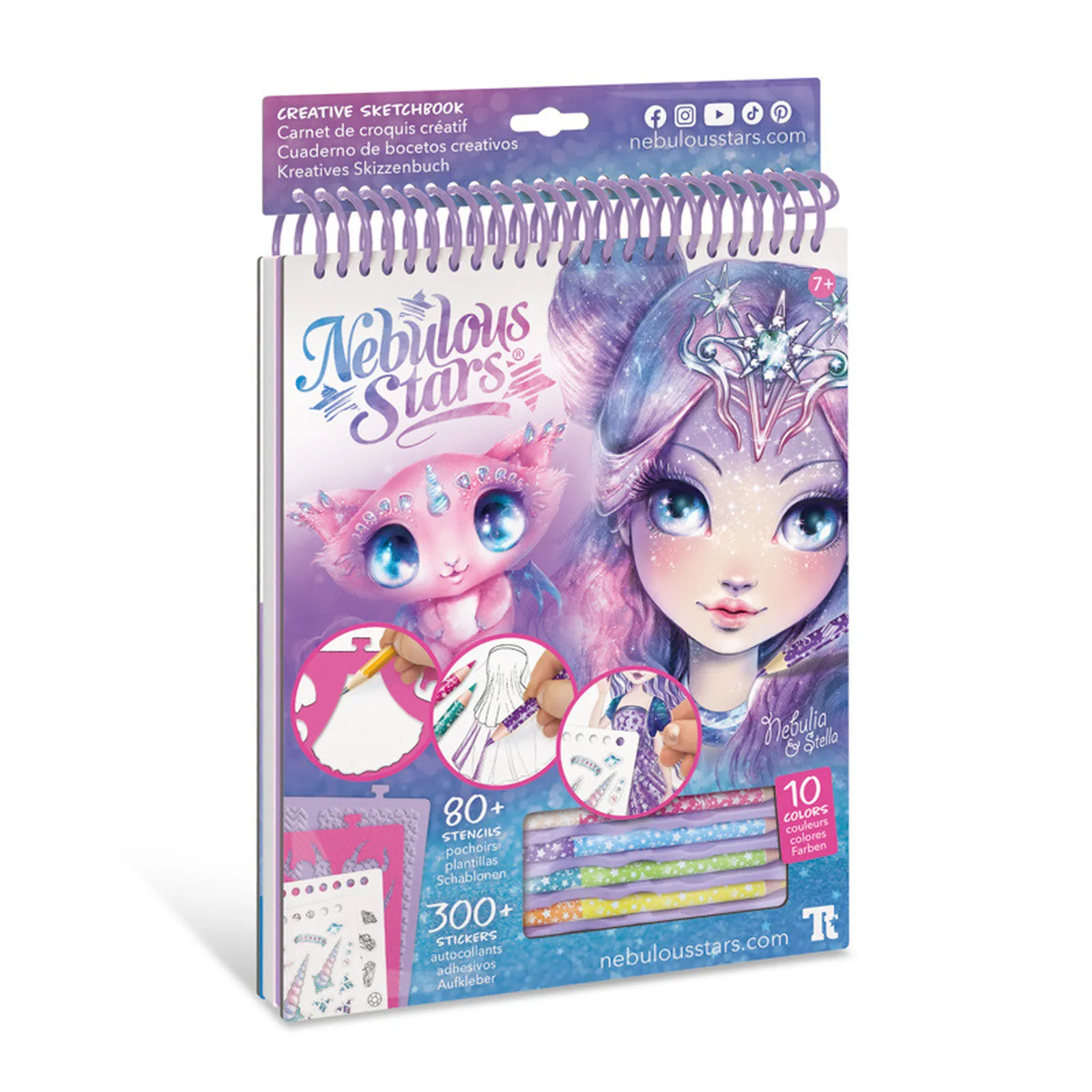 Szkicownik z kredkami szablonami naklejkami Nebulia, Nebulous Stars