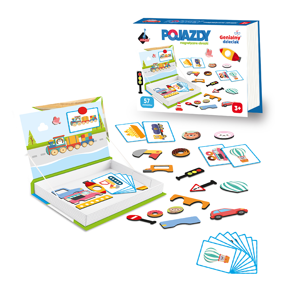 Puzzle magnetyczne 57 el. Pojazdy Askato