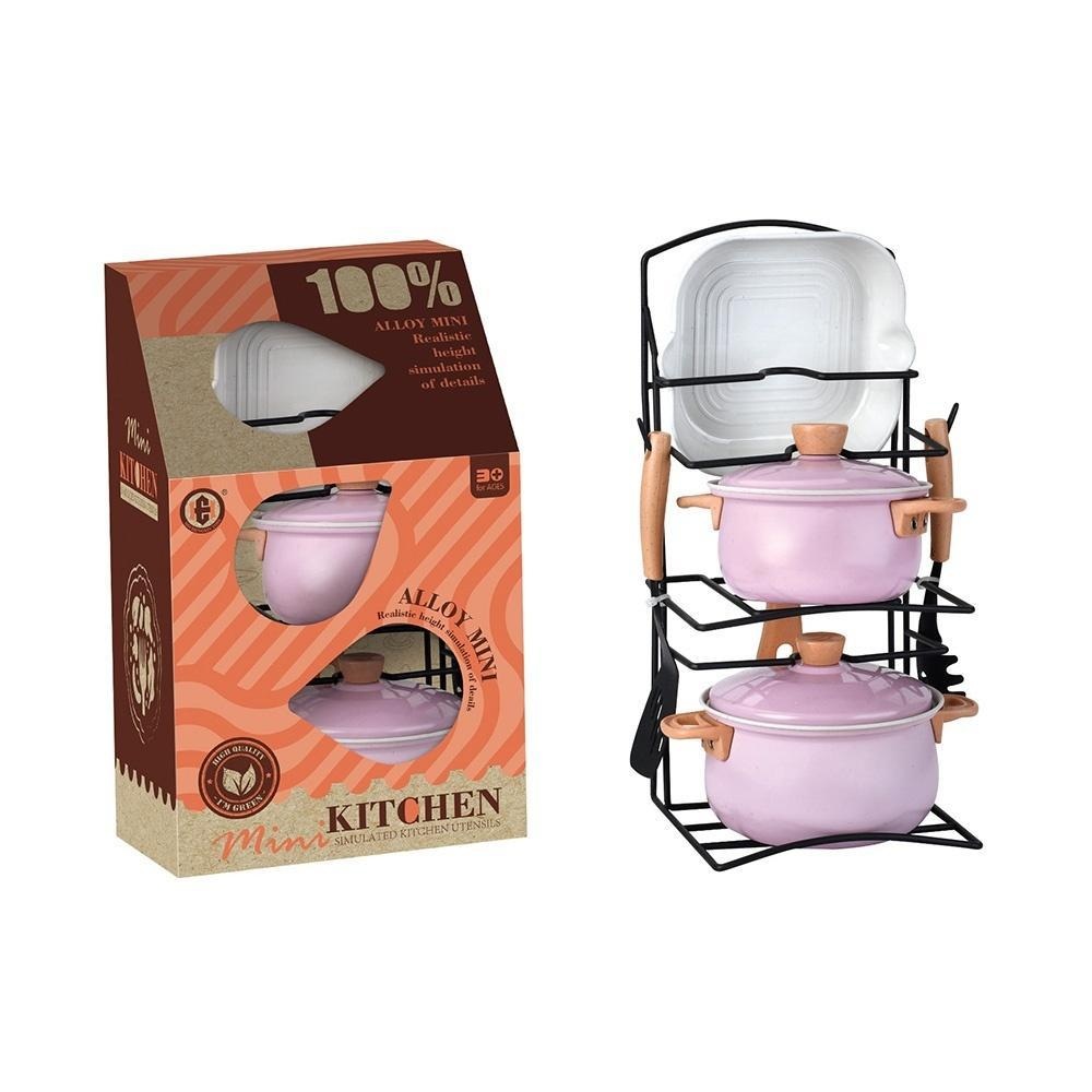 Zestaw garnków metalowych na stojaku Askato