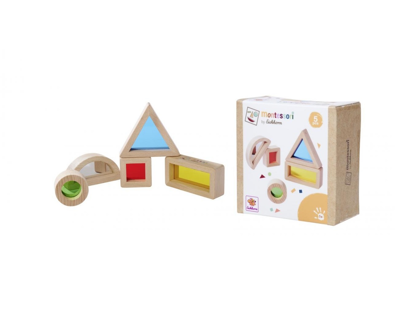 Klocki z kolorowymi okienkami montessori