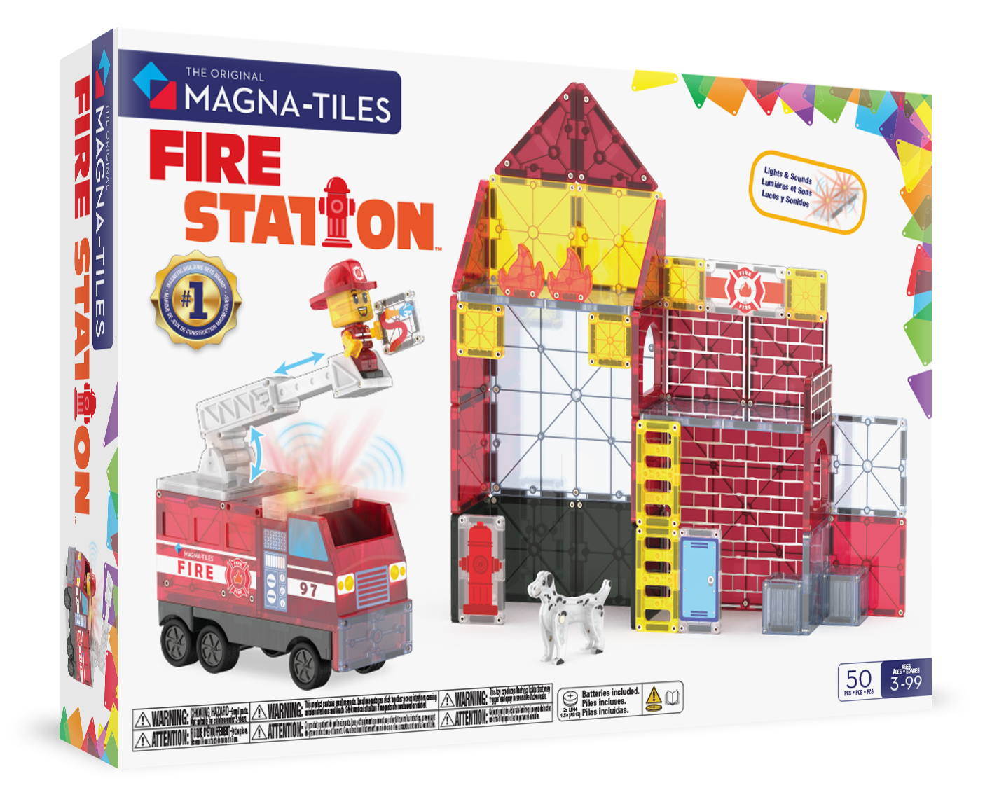 Klocki Magnetyczne Fire Station 50 el. | Magna-Tiles
