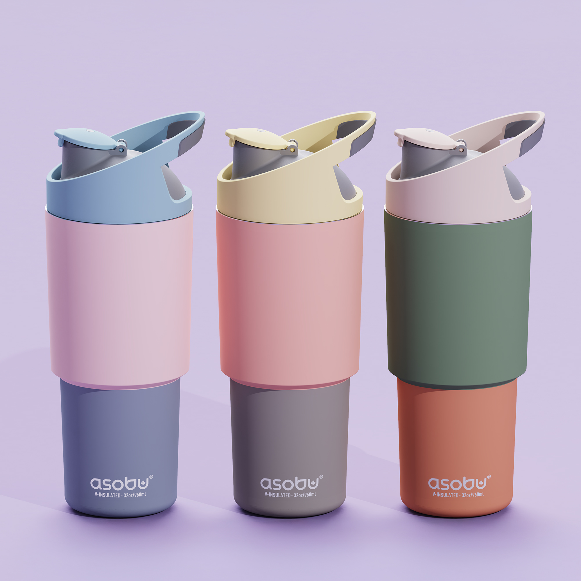 Butelka termiczna ze słomką Cosmic Asobu – brzoskwiniowy 1 l