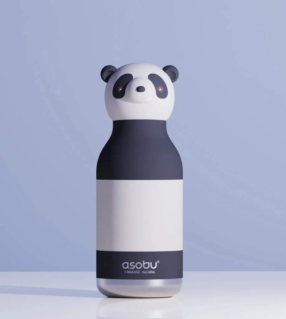Butelka termiczna ze słomką Bestie Asobu - Panda  460 ml