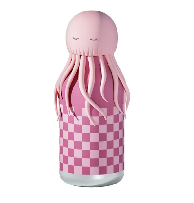 Butelka termiczna ze słomką Bestie Asobu - Meduza Różowa   460 ml