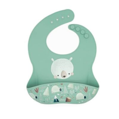 Śliniak silikonowy z kieszonką Miś SASSI