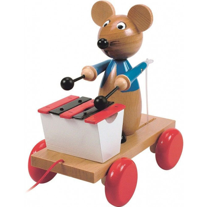 Grająca mysz Klasyczna drewniana zabawka Woody