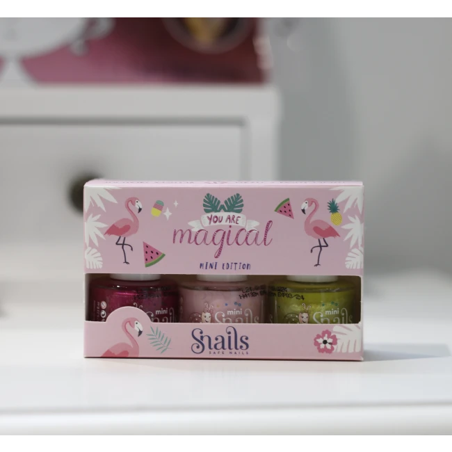 Zestaw 3 lakierów do paznokci dla dzieci Snails Mini - Flamingo Edycja Specjalna