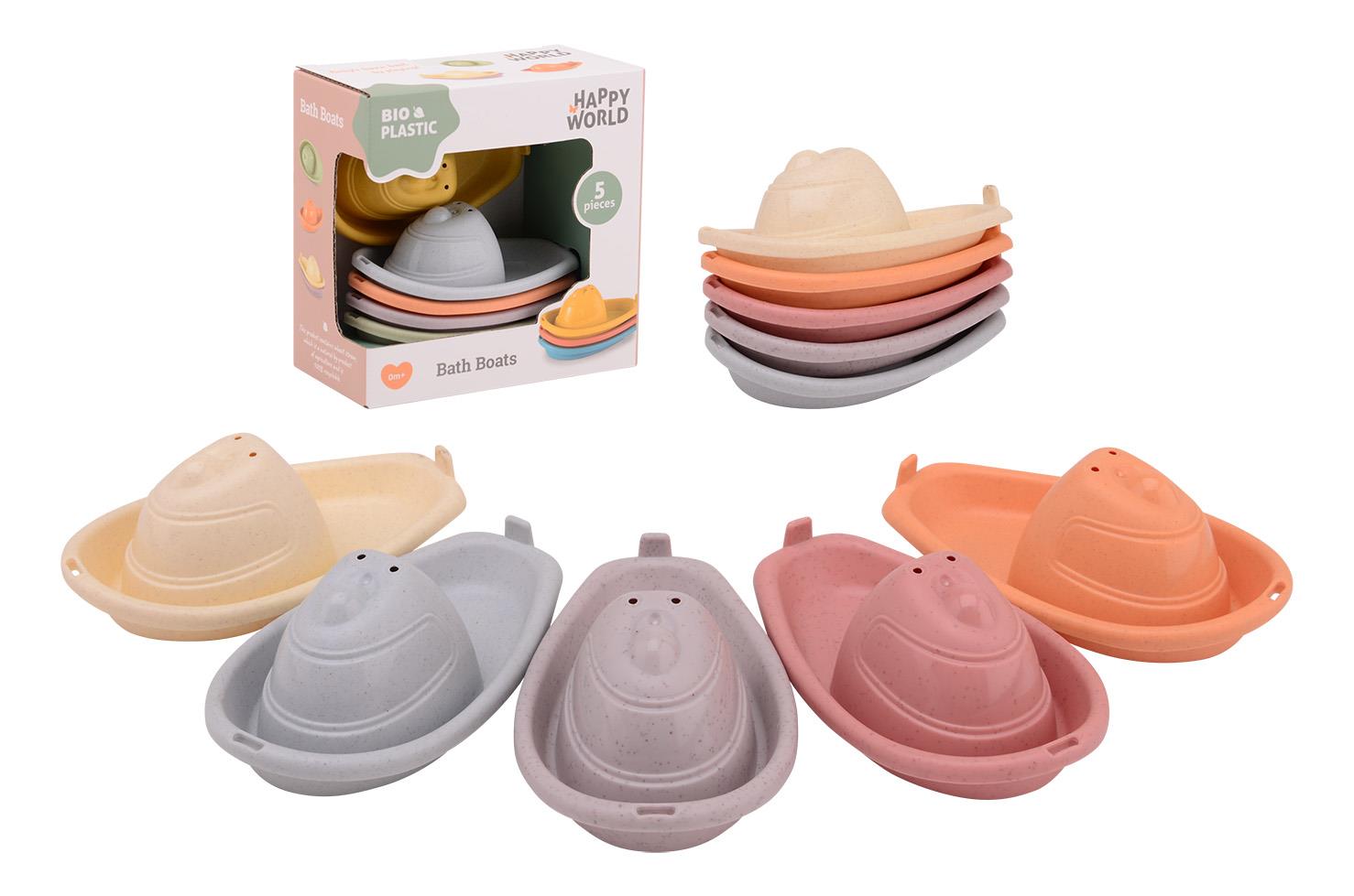Łódki do kąpieli 5 sztuk BIOplastik  0m Happy World