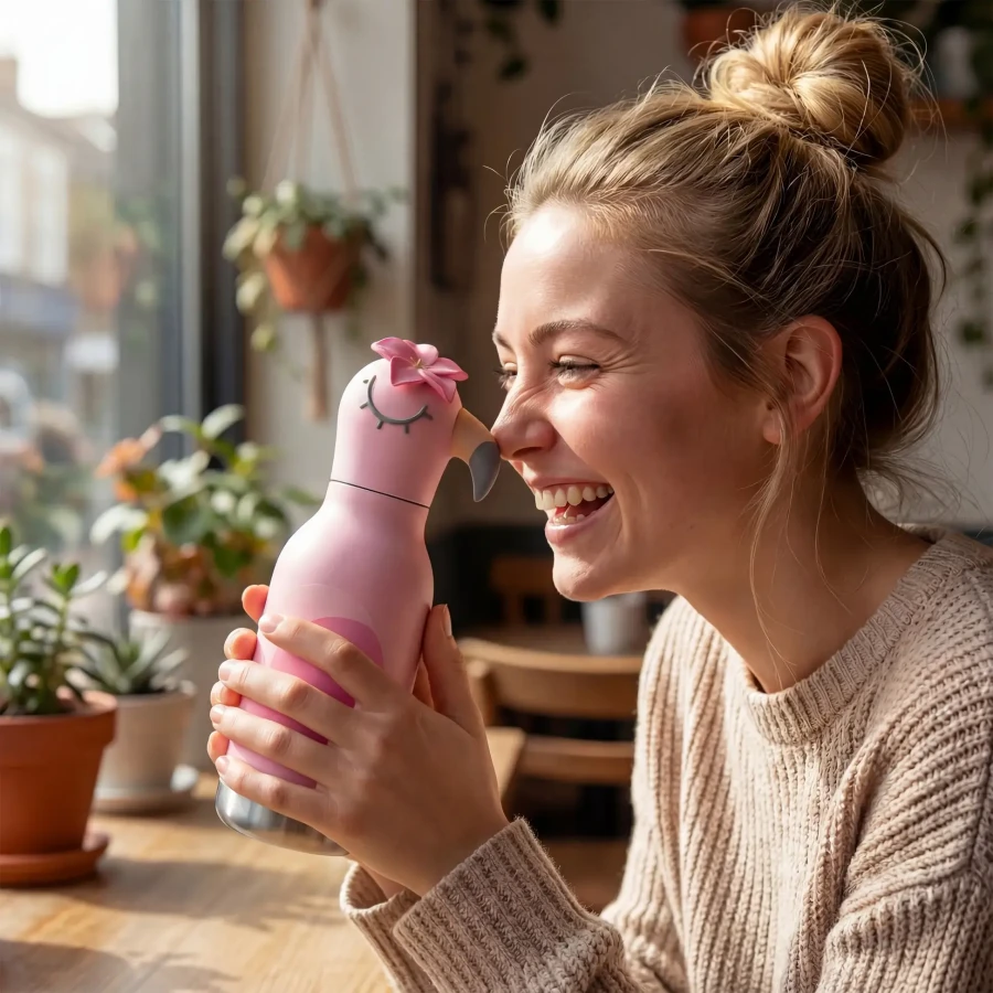 Butelka termiczna ze słomką Bestie Asobu Flaming  460 ml