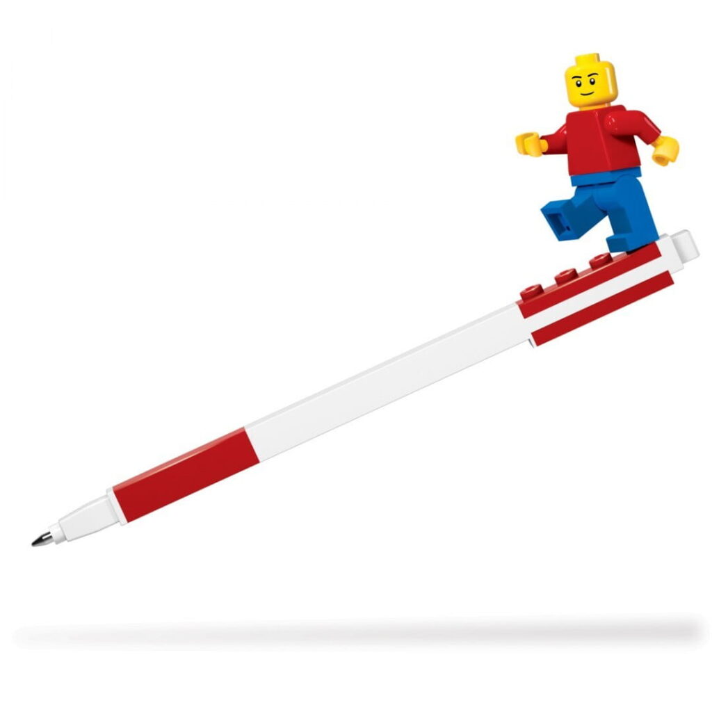 Lego czerwony długopis żelowy z figurką